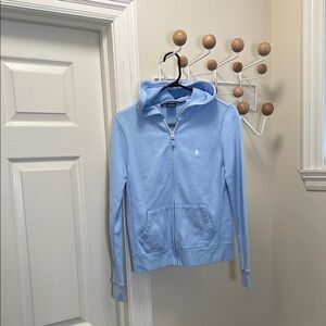 Ralph Lauren Y2k Long Sleeve Zip Up Hoodie Light Blue S